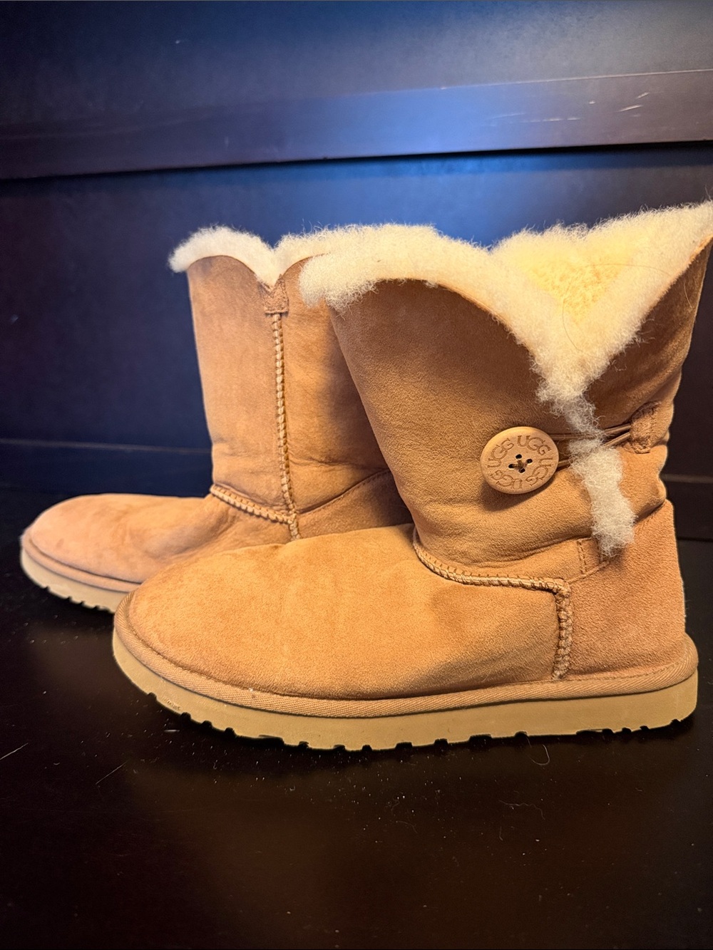 UGG Chestnut Short Button Shearling Boot